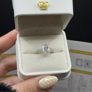 3ct radiant cut moissanite VVS1 promise ring size 5,6,7